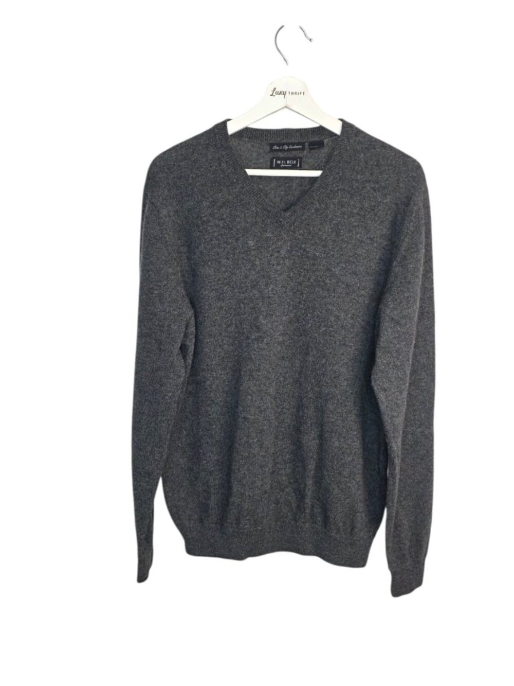 W.H Belk Sportswear Men's 100% 2 Ply Cashmere Long Sleeve V-Neck Sweater, M